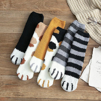 Cute Cat Paw Fluffy Winter Socks 5