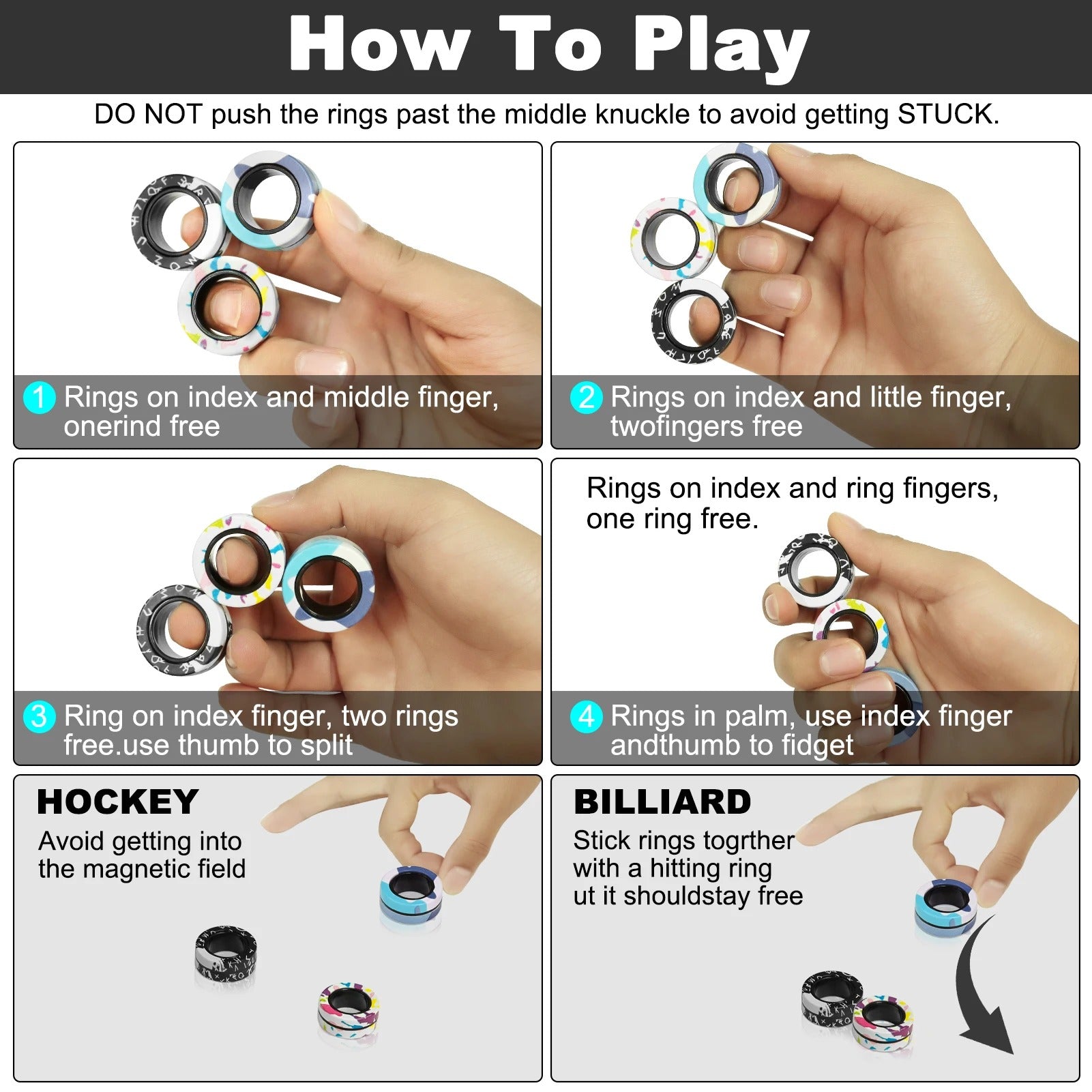 Magnetic Fidget Rings – 3-Piece Stress Relief Set 5