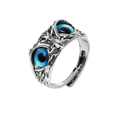 Demon Eye Owl Ring--925 Sterling Silver Adjustable Ring 5
