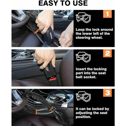 Heavy-Duty Steering Wheel & Gear Shift Anti-Theft Lock 5