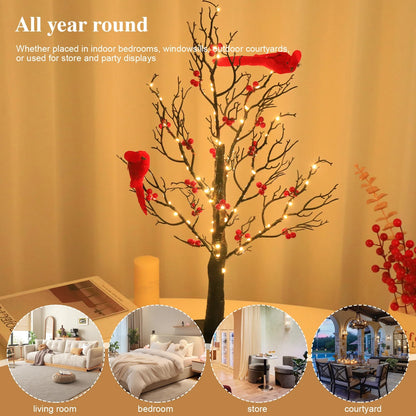 Vintage Glowing Tree with Cardinals 5