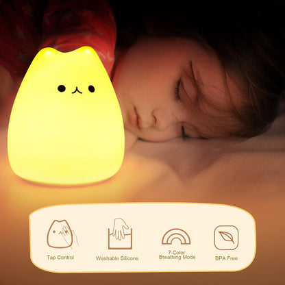 Portable Soft Silicone Cute Cat LED Night Light 1
