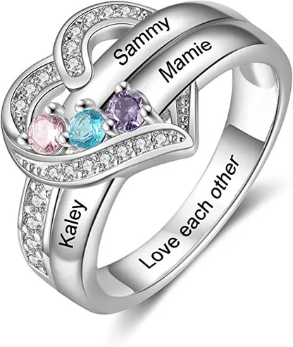 NAMES&BIRTHSTONES HEART RING 5