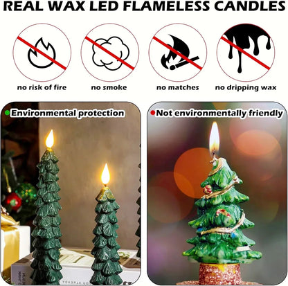 Real Wax Christmas Tree Led Flickering Taper Flameless Candles 5
