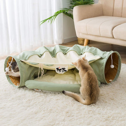 Funny Cat Bed Pet Tent 2 Holes Tunnel 5