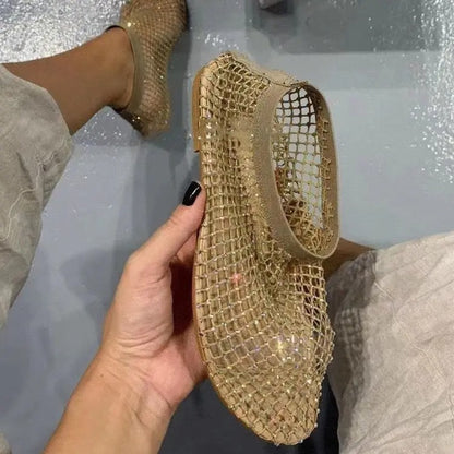 Rhinestones Mesh Chain Sandals 5