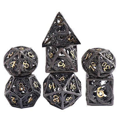URWizards D&D Hollowed Metal Dice Set Dragon 5