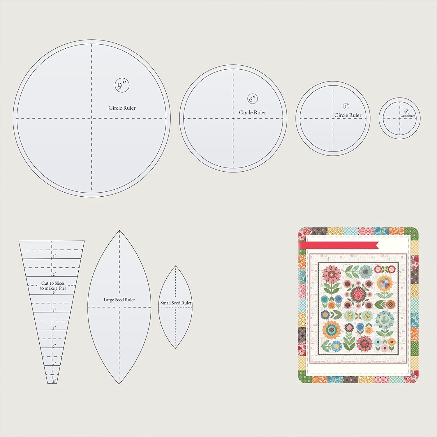 Sunflower Quilt Template Set 4