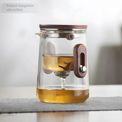 Magnetic Tea Separation Teapot – One-Click Glass Travel Teapot with Inner Filter & Water Separation Design 5