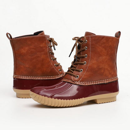 Women Waterproof Lace Up Duck Boots 5