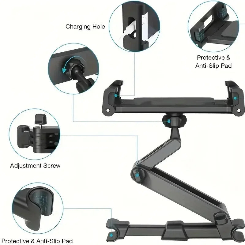 Telescopic 360° Rotating Car Headrest Phone & Tablet Holder 5