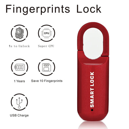 Portable Smart USB Rechargeable Fingerprint Padlock 5