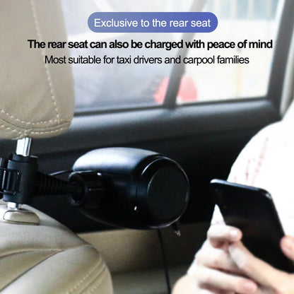 3-in-1 Retractable Backseat Car Charging Station – 36W Fast Charger for All Phones, Headrest Mount for Uber, Lyft, Taxi & Rideshare 5