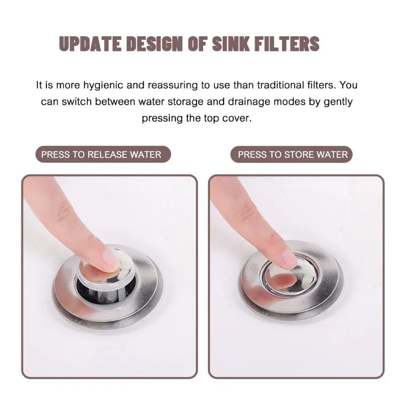 Anti Odor Stainless Steel Pop Up Sink Drain Filter 5