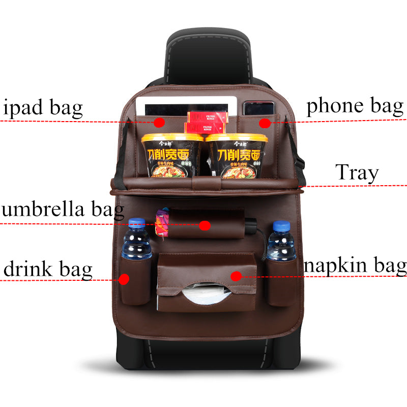 High Quality PU Leather Car Seat Back Organizer 5
