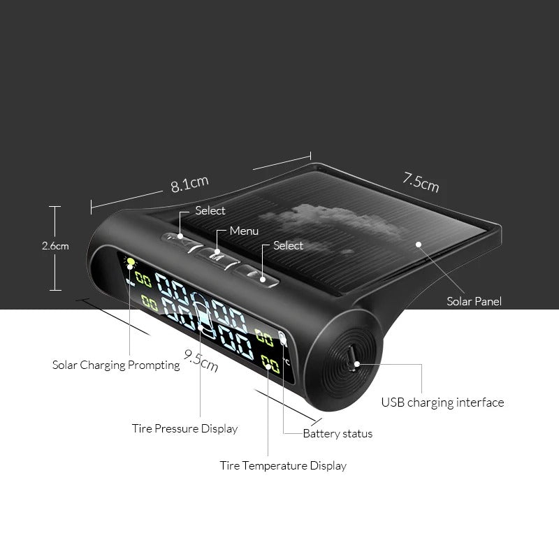 Solar Power Car Tire Pressure Monitoring Tool 5