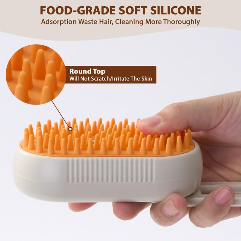4 in 1 Rechargeable Cat Steam Brush for Shedding 5