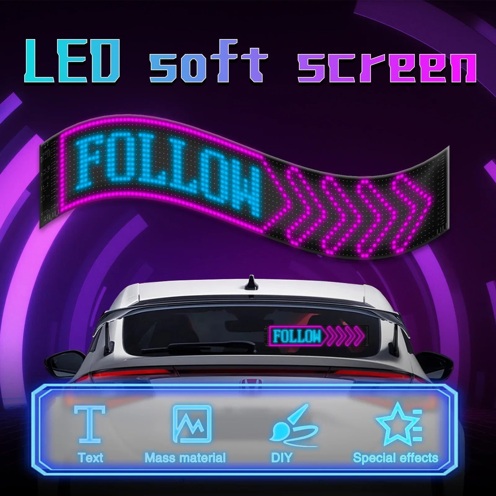 Car LED Sign DIY Programmable Scrolling LED Display 5