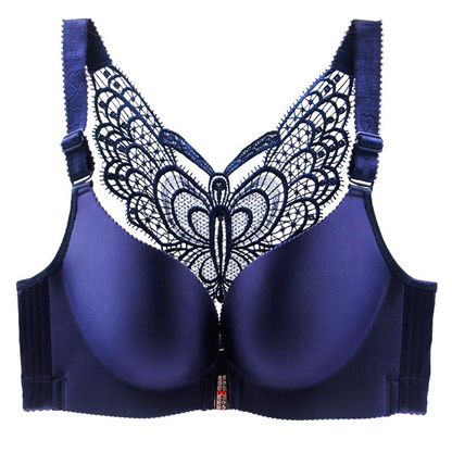 Butterfly Embroidery Front Closure Wireless Bra 5