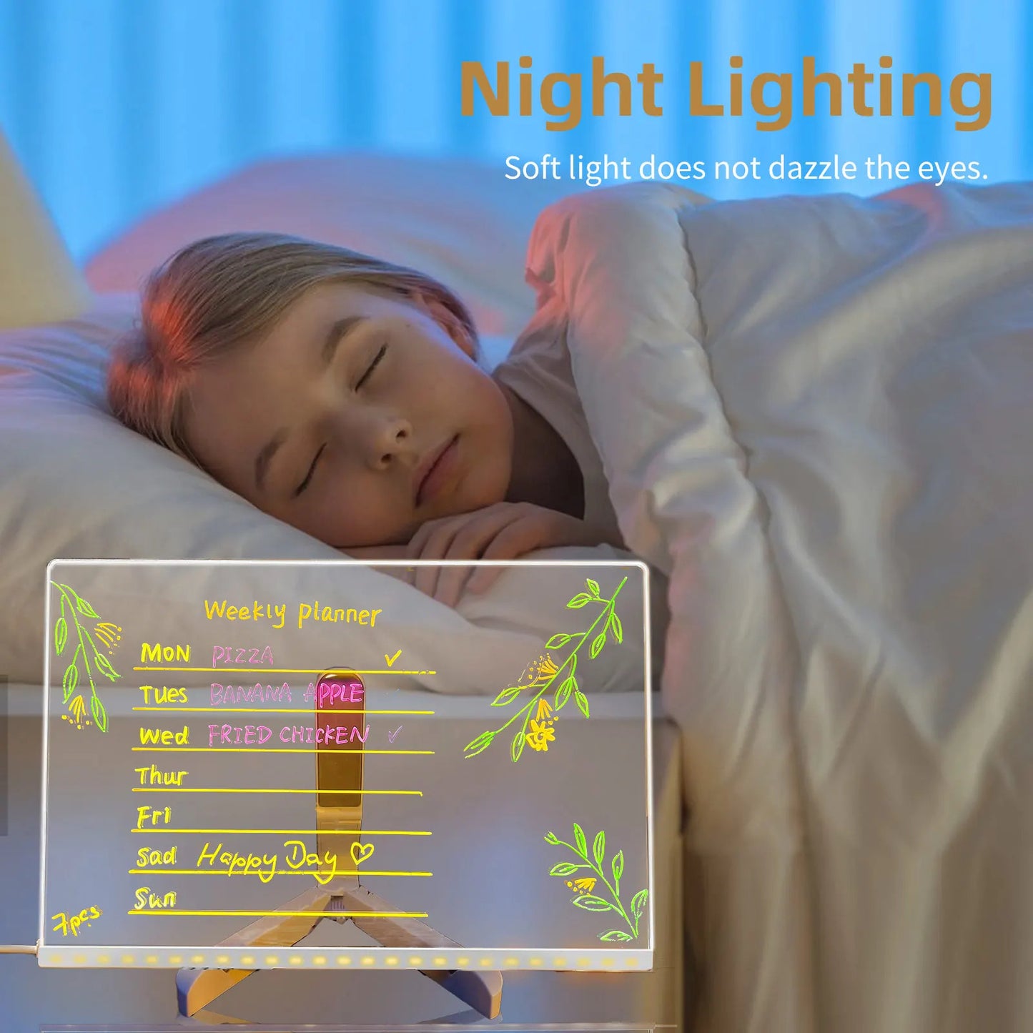 LED Acrylic Message Board – Erasable Glowing Memo Night Light with USB Power 5