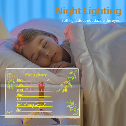 LED Acrylic Message Board – Erasable Glowing Memo Night Light with USB Power 5