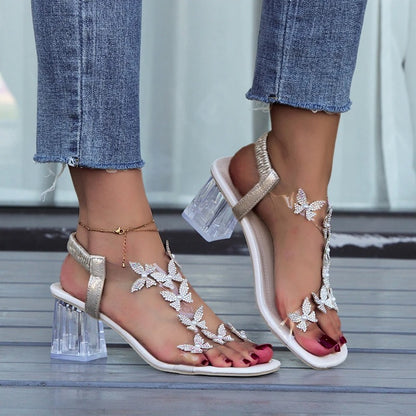 Women's Butterfly Rhinestone Sandals 5