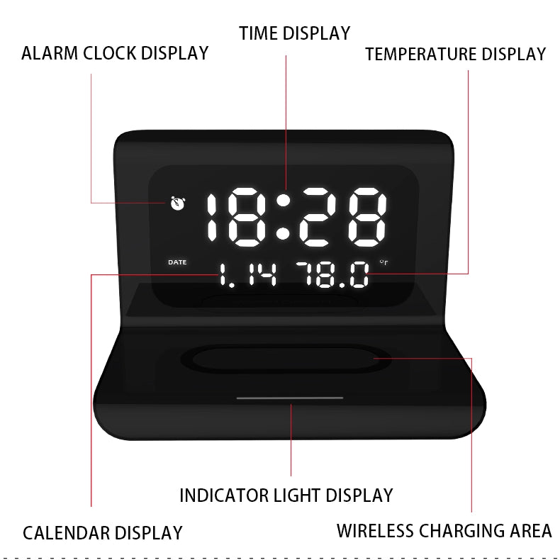 3 in 1 Multifunction Wireless Charging Clock 5