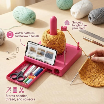Portable Yarn Holder Spinner with Phone Stand 5