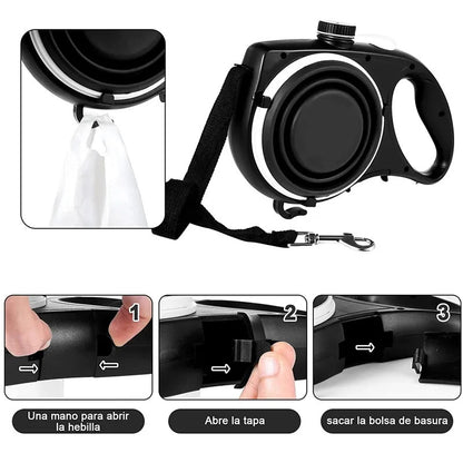 All-in-One Dog Leash with Water Bottle & Bowl – Multi-Function Portable Travel Leash for Pets 5