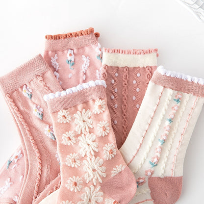 Harajuku Retro Embroidery Socks- 5 Pairs 5