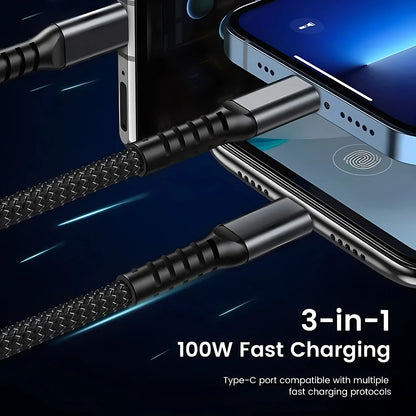 3 in 1 Fast Charging Transparent Luminous 100w Cable 5
