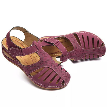SOFT PU LEATHER CLOSED TOE VINTAGE ANTI-SLIP SANDALS 5