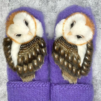 Hand Knitted Nordic Mittens With Owls 5