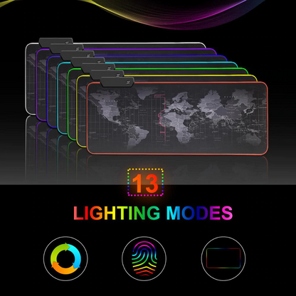 Premium XL Extended LED Mouse Pad - World Map 5