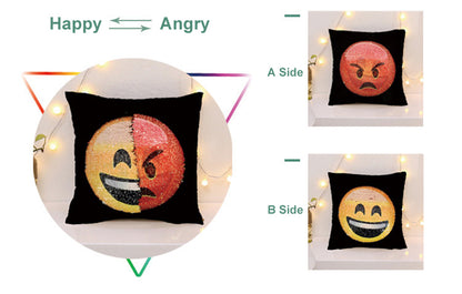 Awesome Changing Face Emoji Sequin Pillow 5