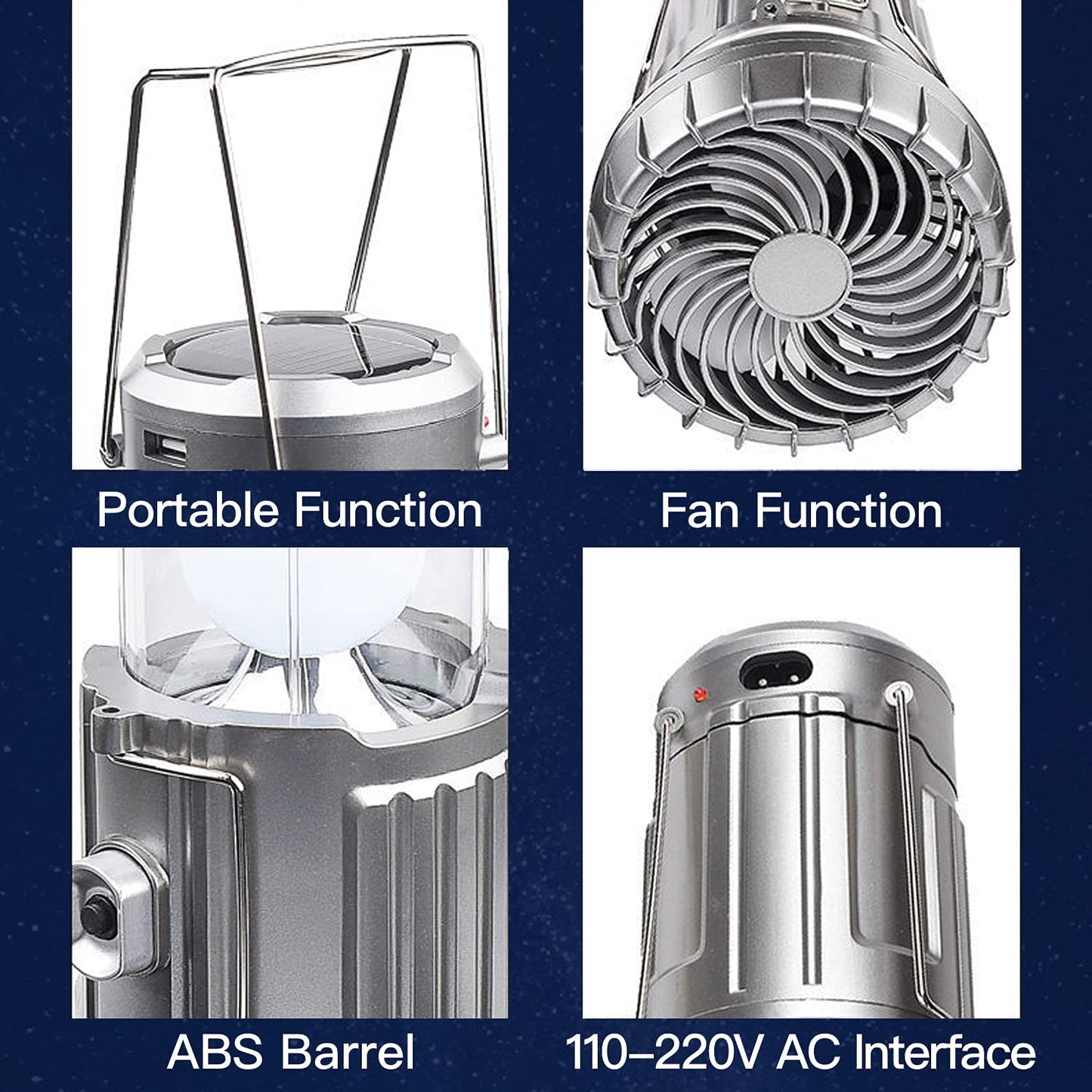 6 in 1 Portable Outdoor LED Camping Lantern With Fan 5