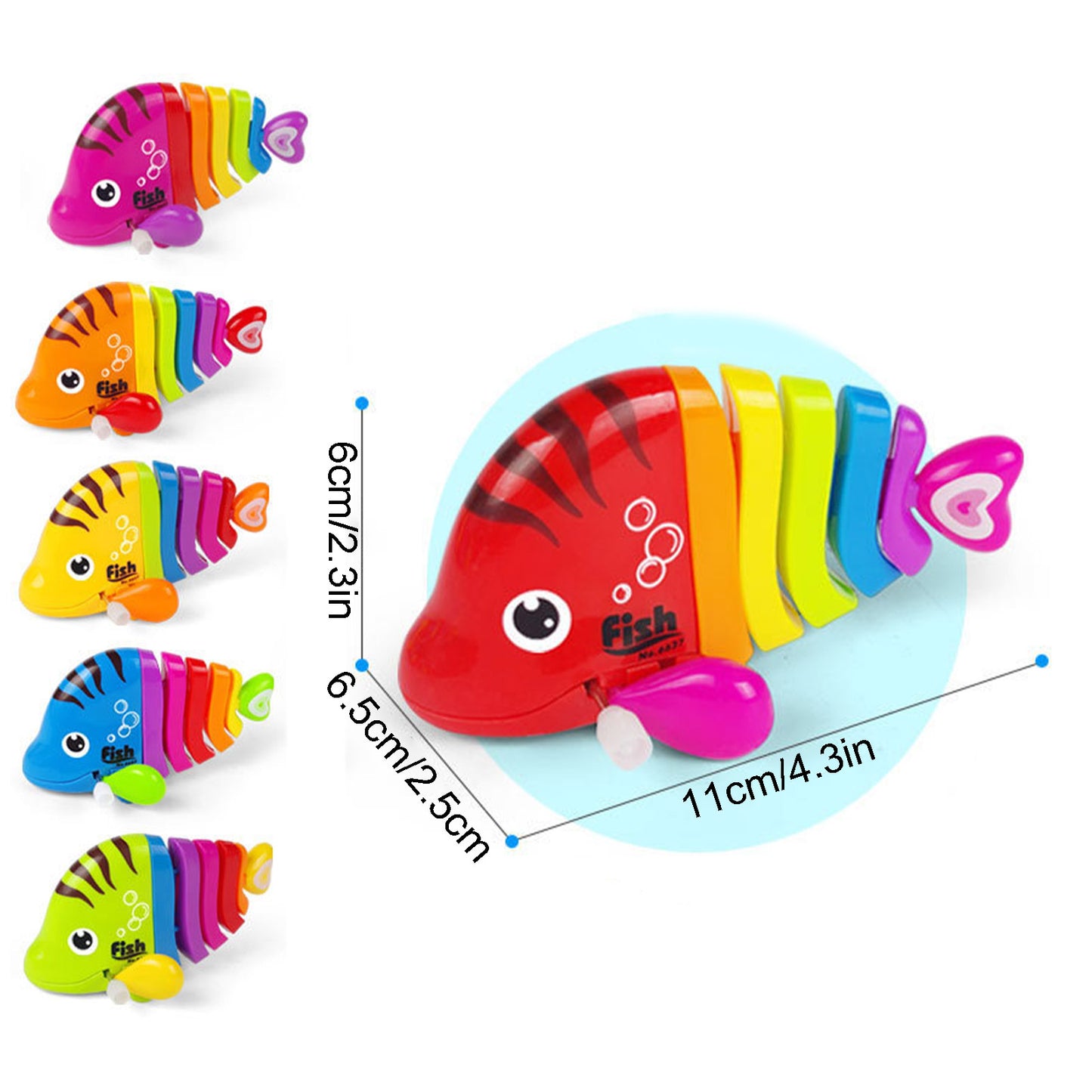Plastic Wind-Up Wiggle Fish Toys-4PCS 6