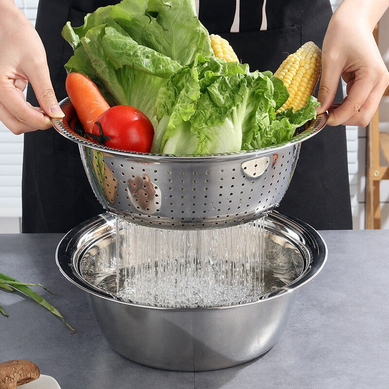 3 In 1 Stainless Steel Vegetable Cutter Slicer Basin 6