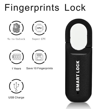 Portable Smart USB Rechargeable Fingerprint Padlock 6