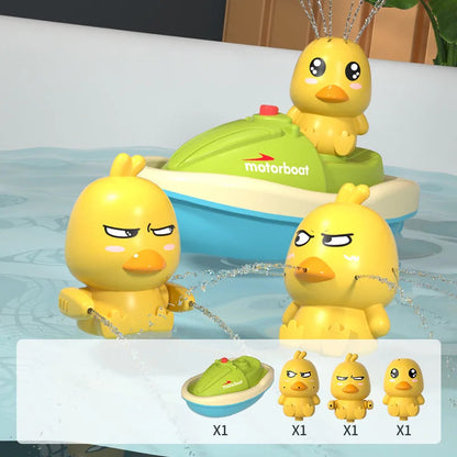 Cute Duck Bathtub Boat Toy – Interactive Water Spray with 3 Emotional Duck Characters for Toddlers 6