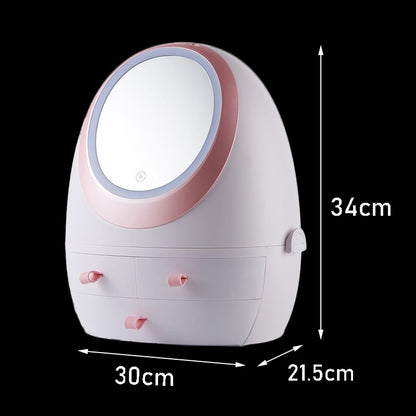 LED HD Mirror Makeup Storage Box Cosmetic Organizer Case 6