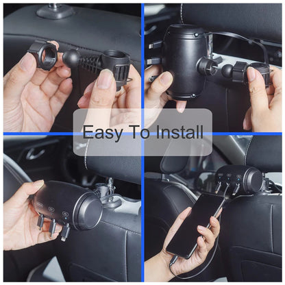 3-in-1 Retractable Backseat Car Charging Station – 36W Fast Charger for All Phones, Headrest Mount for Uber, Lyft, Taxi & Rideshare 6