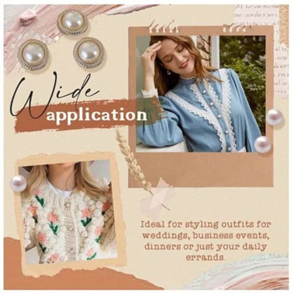 Pearl Cover Up Brooch Buttons Set 6
