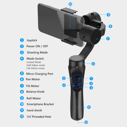 3D SMART BLUETOOTH HANDHELD SMOOTH GIMBAL - With Stabilizer 6