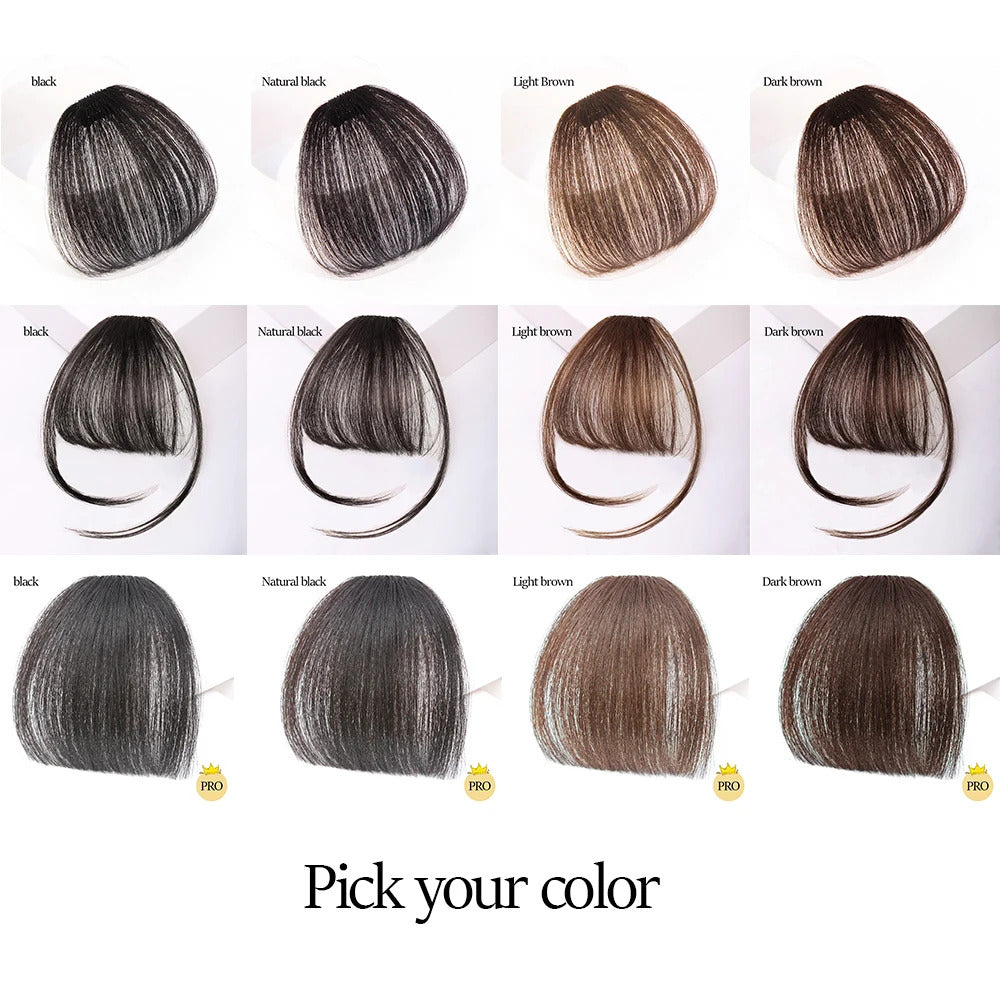 Natural Human Hair Curved Wispy Clip in Bangs 6