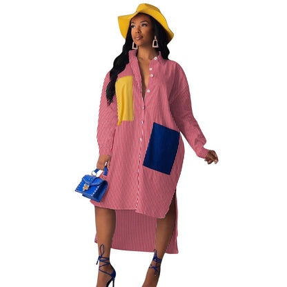 Fashion Chic Patchwork Shirt Dress 6