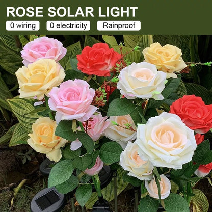 ARTIFICIAL ROSE SOLAR GARDEN STAKE LIGHTS -5 PACKS 6
