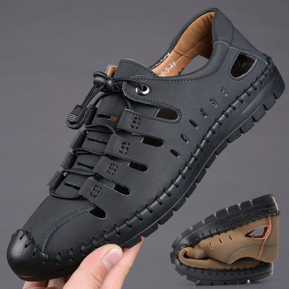 Men's Sandals Summer Beach Genuine Leather Shoes 6
