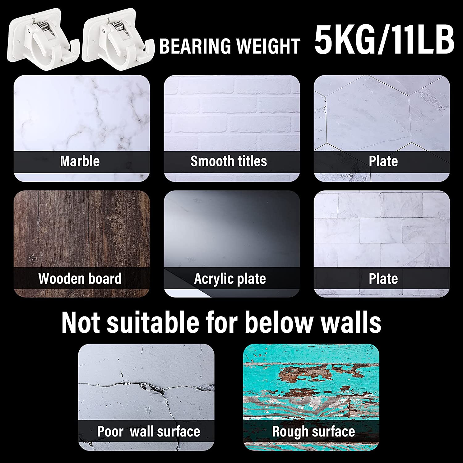 Nail-free Adjustable Rod Bracket Holders 6