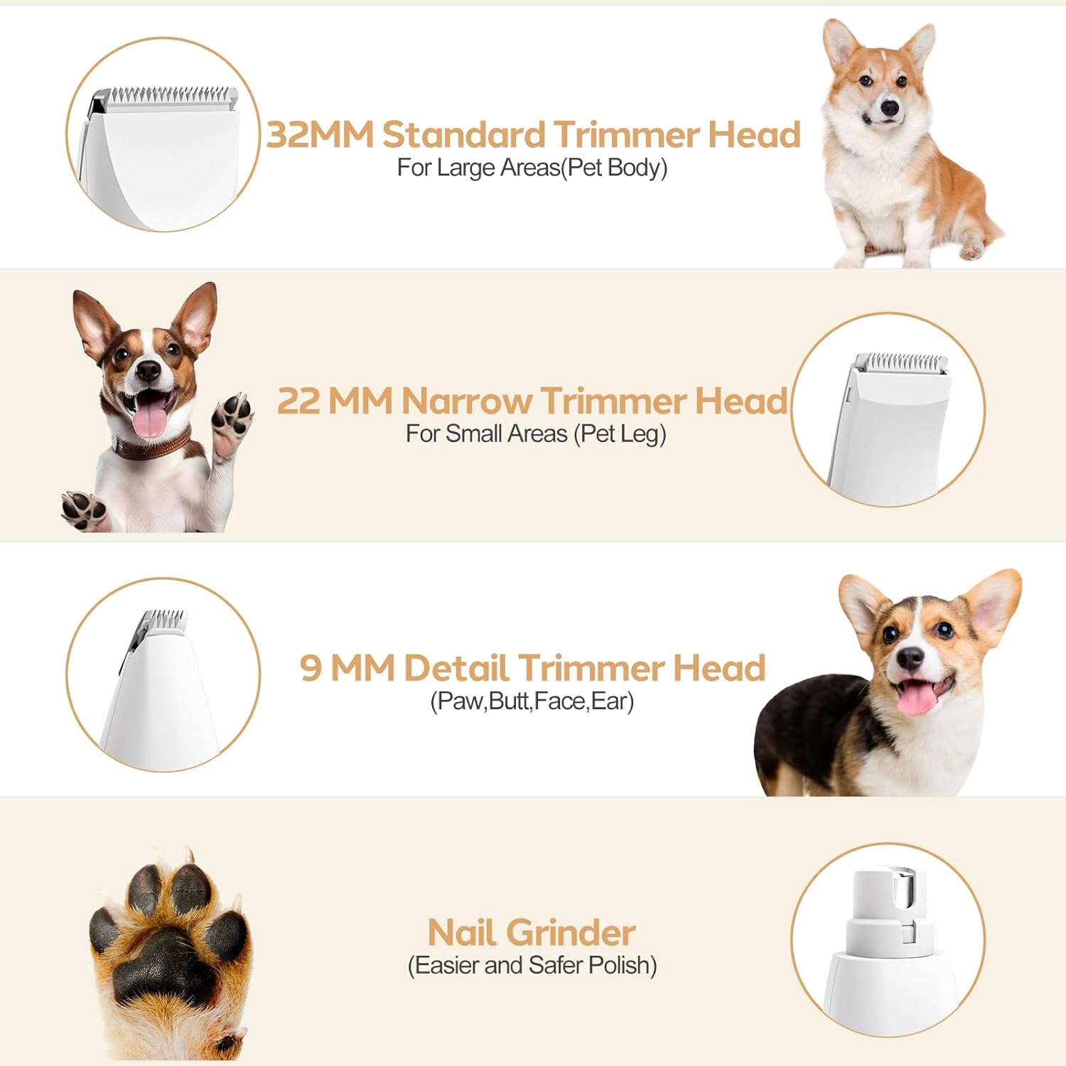 4-in-1 Electric  Pet Grooming Kit Clippers with 4 Interchangeable Blades 6